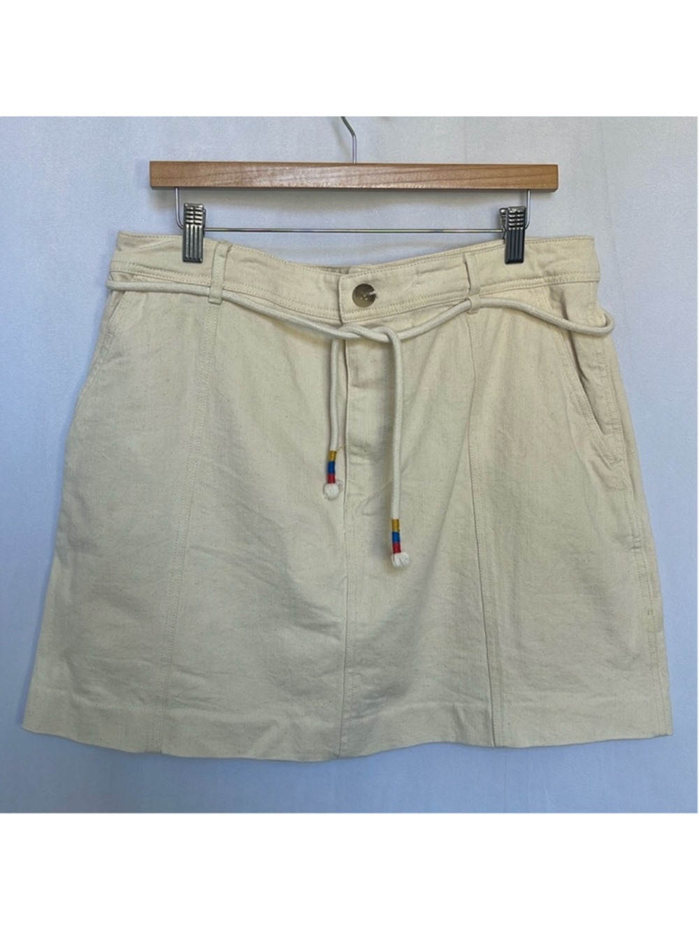 MADEWELL Capital A-line Summer Mini Skirt Size 14 Ivory Coastal Casual Stretch - Picture 2 of 10